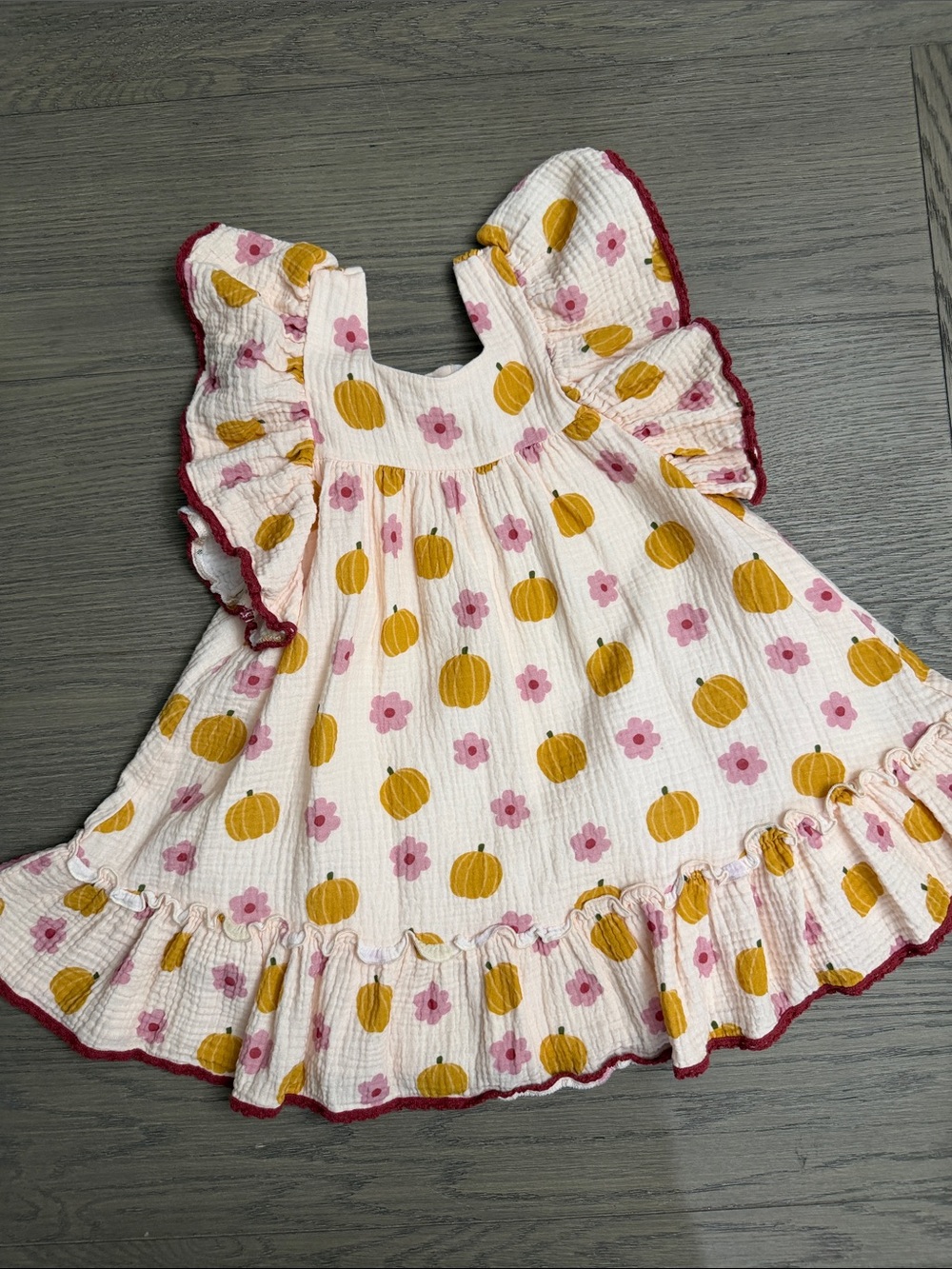 cheeky plum Pink & Mustard Pumpkin Ruffle Dress